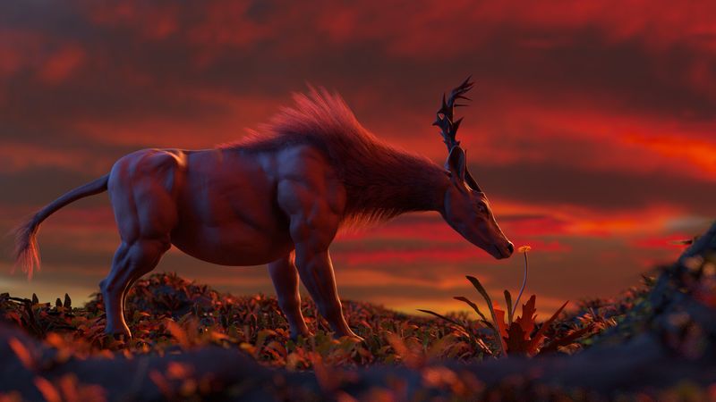 3D render of the Mythical Elk creature